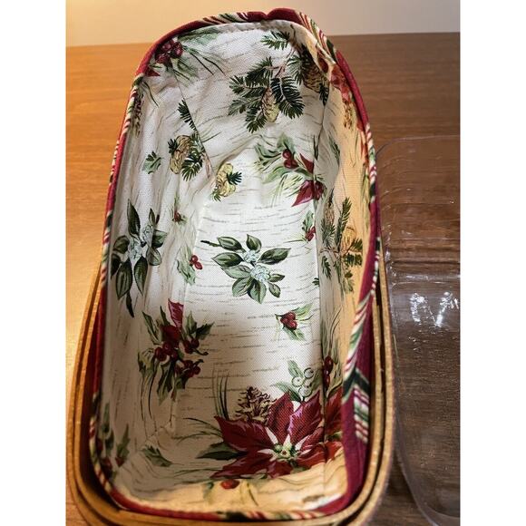 Longaberger 2007 Holiday Helper Sleigh Basket W/ Liner, Bread, Crackers, Fruit - Picture 6 of 8